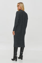 Long sleeves visible knit sweater dress