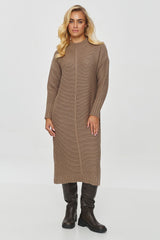 Long sleeves visible knit sweater dress