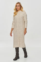 Long sleeves visible knit sweater dress