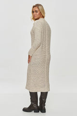 Long sleeves visible knit sweater dress