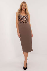 Ribbed fabric midi length skirt