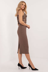 Ribbed fabric midi length skirt