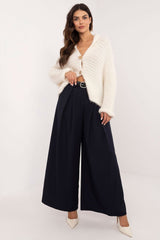 Women's wide-leg fabric pants