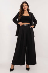 Women's wide-leg fabric pants