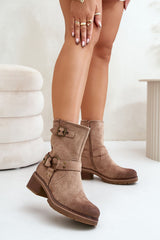 Women's heel boots made of eco-suede