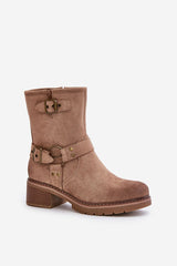 Women's heel boots made of eco-suede