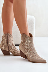 Decorated cowboy-style heel boots