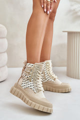 Women's beige high-top sneakers