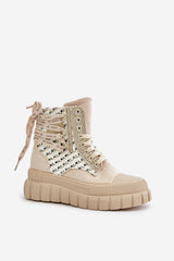 Women's beige high-top sneakers