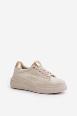 Rounded toe caps beige sneakers