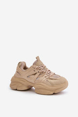 Ssolid sole beige sport shoes