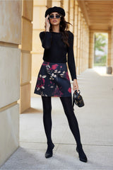 Floral mini skirt with cut