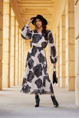 Semi-sheer long sleeves chiffon dress