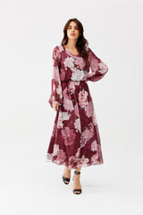 Semi-sheer long sleeves chiffon dress