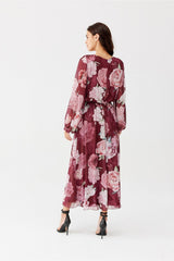 Semi-sheer long sleeves chiffon dress