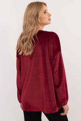 Velour blouse with decorative creasing