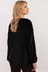 Velour blouse with decorative creasing