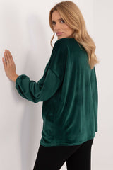 Velour blouse with decorative creasing