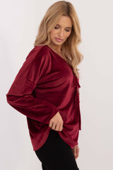 Velour blouse with decorative ties