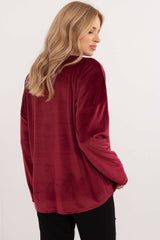 Velour blouse with decorative ties