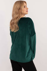 Velour blouse with decorative ties