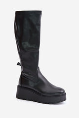 Stylish wedge platform buskin boots