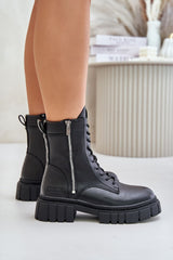 Stylish black worker boots