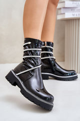 Lacquered eco leather boots