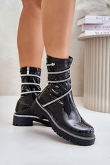 Lacquered eco leather boots