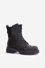 Stylish black rounded toe caps boots