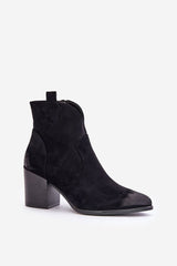 Pointed cowboy black heel boots