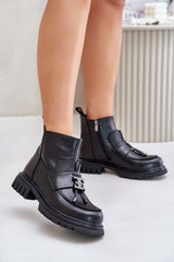 Elegant natural leather black boots