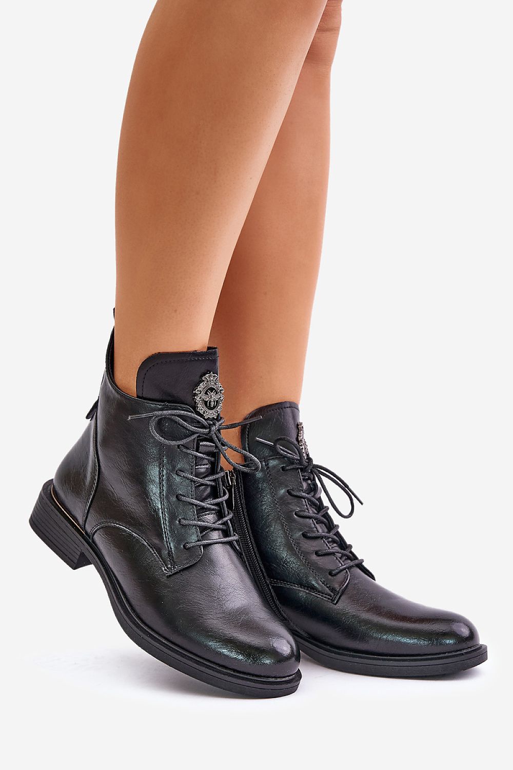 Stylish black Eco leather boots