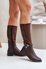 Almond toe noses knee high boots