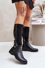 Almond toe noses knee high boots