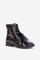 Lacquered fashionable eco leather boots