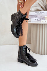 Lacquered fashionable eco leather boots