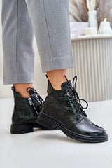 Elegant embossing leather boots