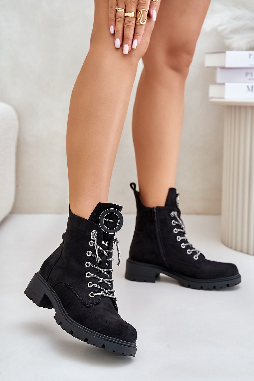 Women's black eco-suede boots