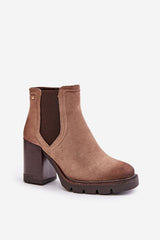 Rounded toes stylish heel boots