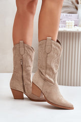 Stylish column-shaped heel boots