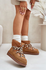 Women's synthetic lining brown snow boots