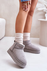 Stylish grey snow boots with ankle-high shaft