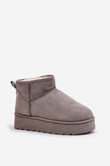 Stylish grey snow boots with ankle-high shaft