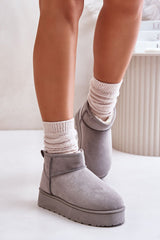 Stylish grey snow boots with ankle-high shaft