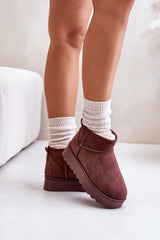 Stylish brown snow boots with ankle-high shaft