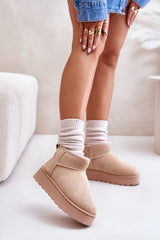 Stylish beige snow boots with ankle shaft