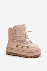 Women's platform beige snow boots