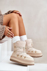 Women's platform beige snow boots