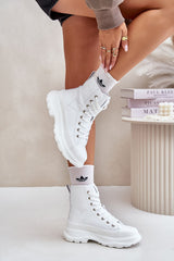 Massive platform white leather sneakers